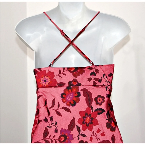 🏷️ NWT House of Harlow 1960 Pink Satin Floral Cut Out Midi Slip Dress - Picture 10 of 15